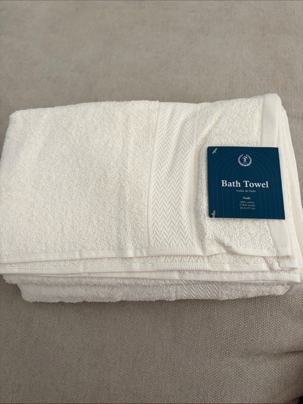 3 Ada Ivory Bath Towel with Chevron Accent